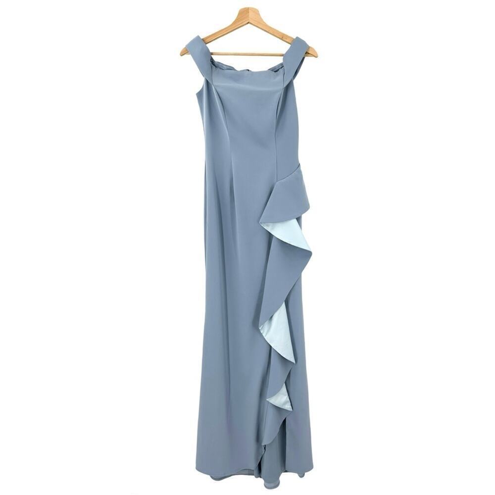 NEW Carmen Marc Valvo Maxi Dress Sz 2 Blue - Picture 2 of 7
